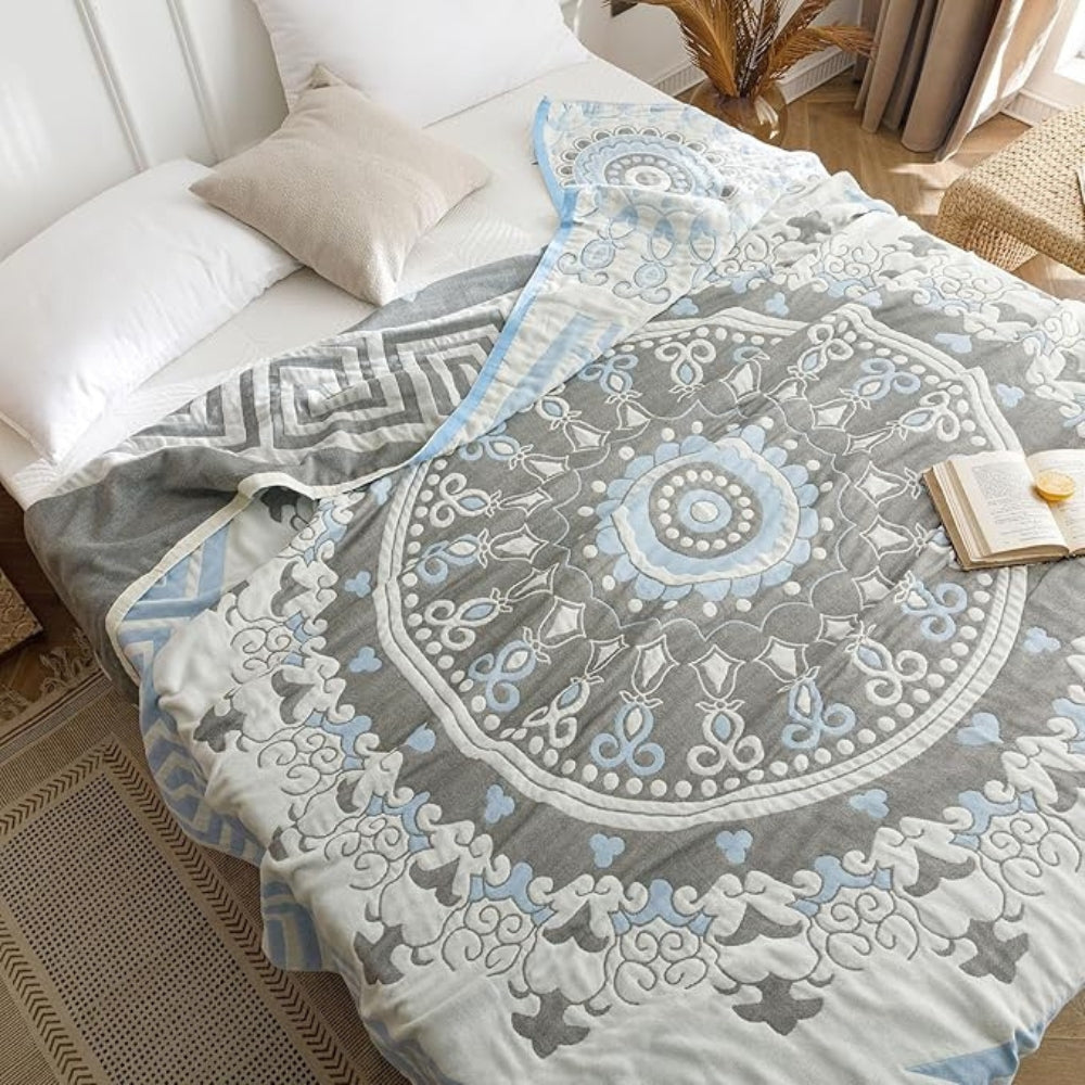 Plaid en coton mandala Santorin