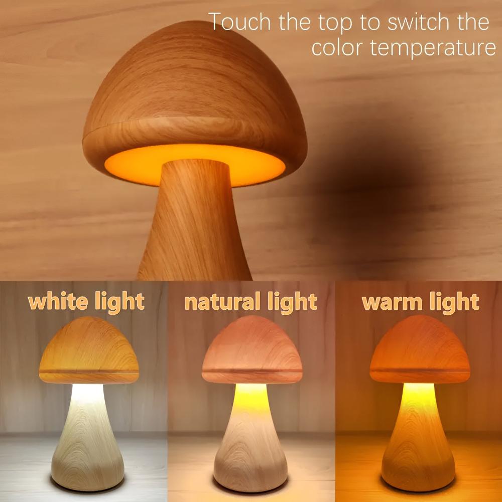 Lampe champignon en bois