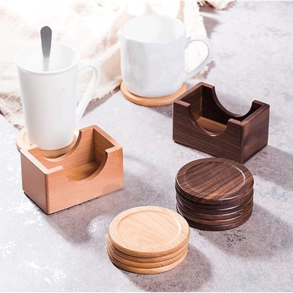 Sous-verres en bois style japonais | Lot de 6 – Ebony Noirwood