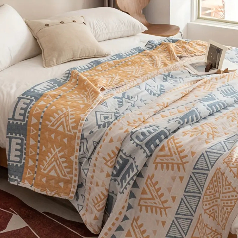 Plaid en pur coton motif aztèque