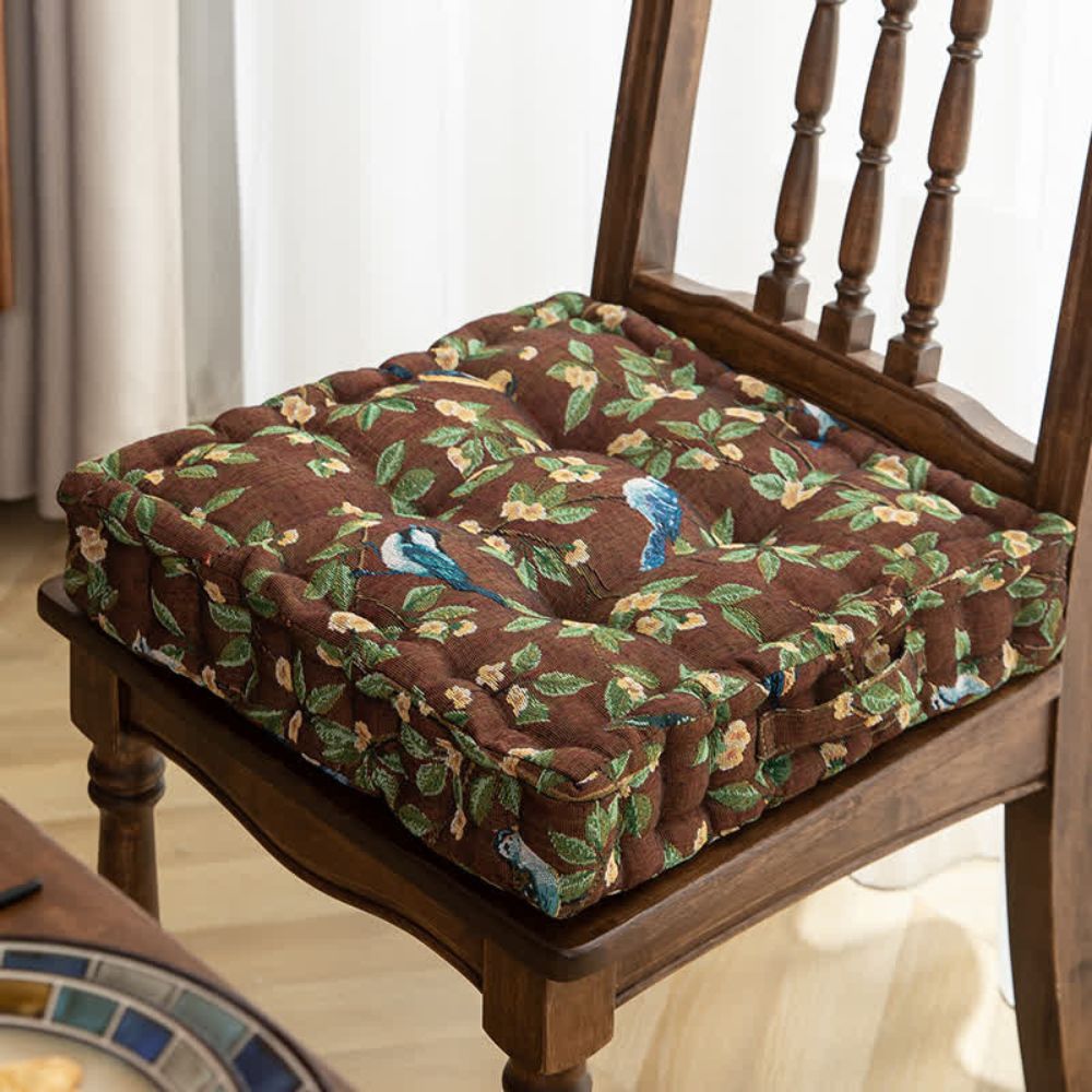 Coussin oiseaux et feuilles