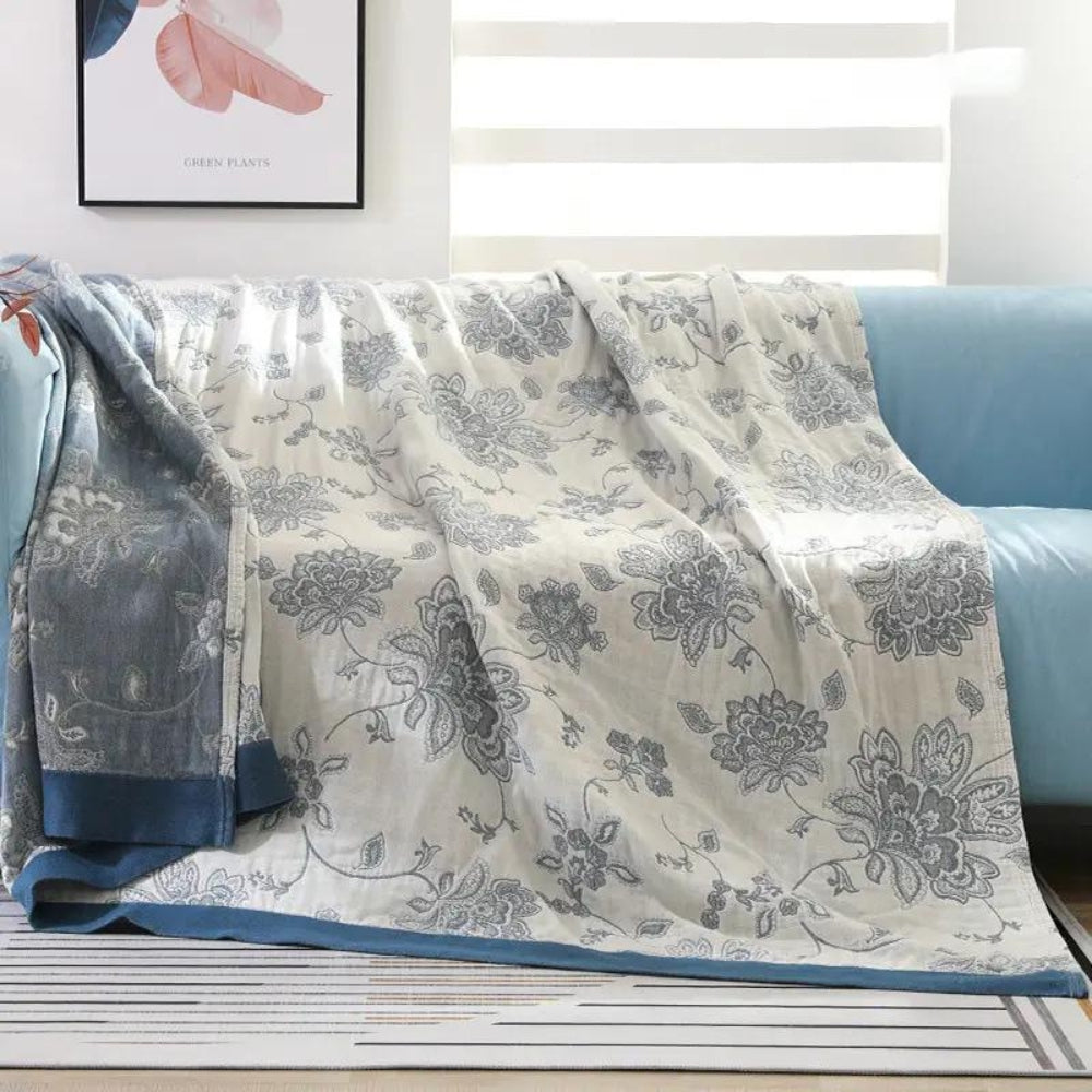 Plaid en coton Floral Dream – Bleu