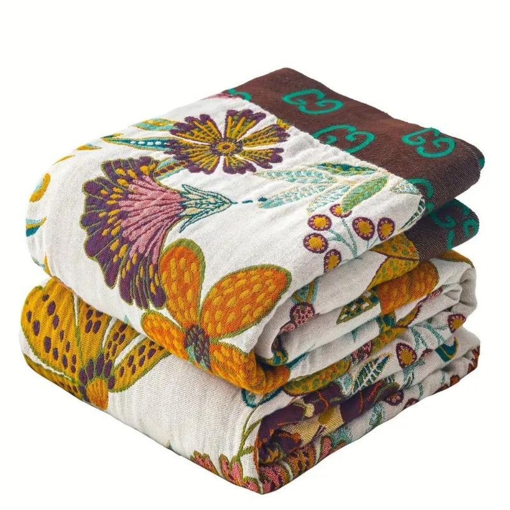 Plaid en coton fleuri Charm