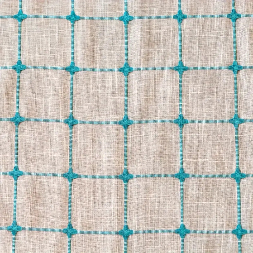 Rideau boho à pompons Turquoise Lattice