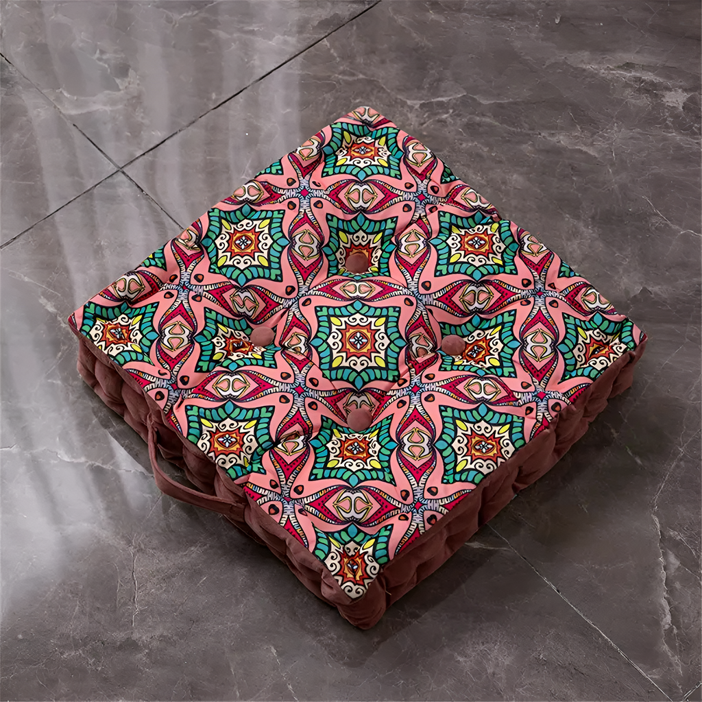 Coussin de sol touffeté vintage – Vert Rose Elf