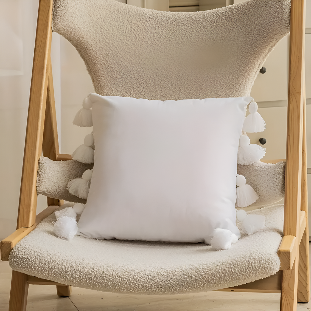 Housse de coussin bohème à pompons