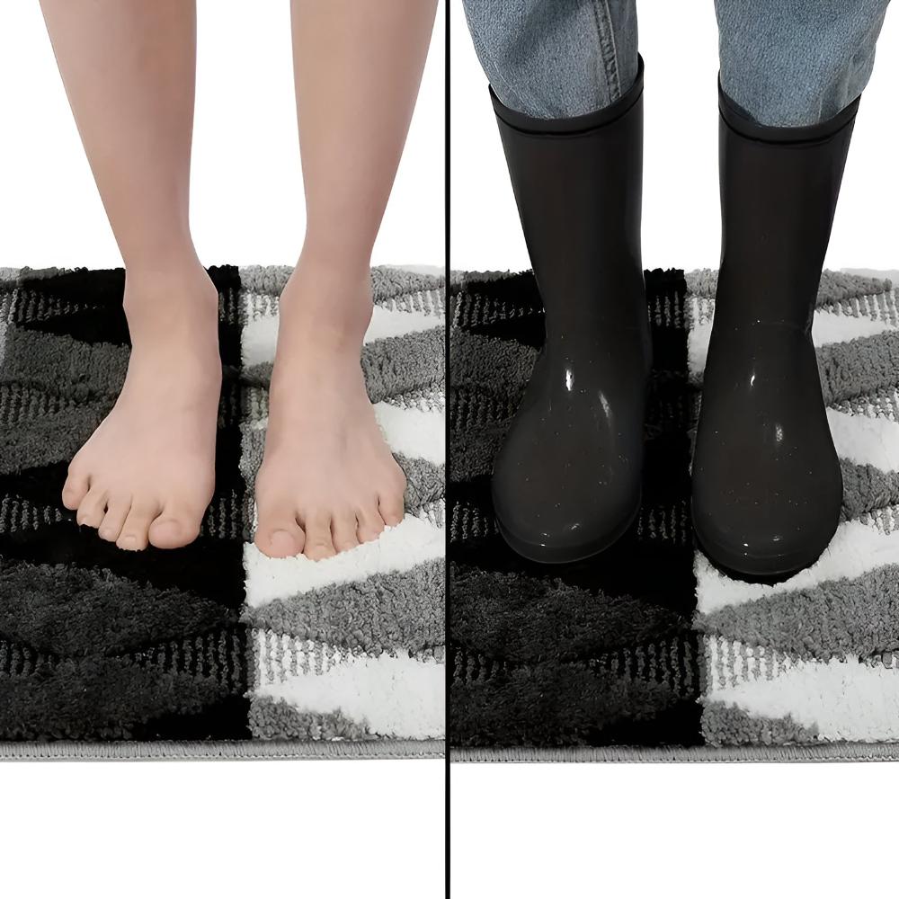 Tapis géométrique antidérapant en microfibre