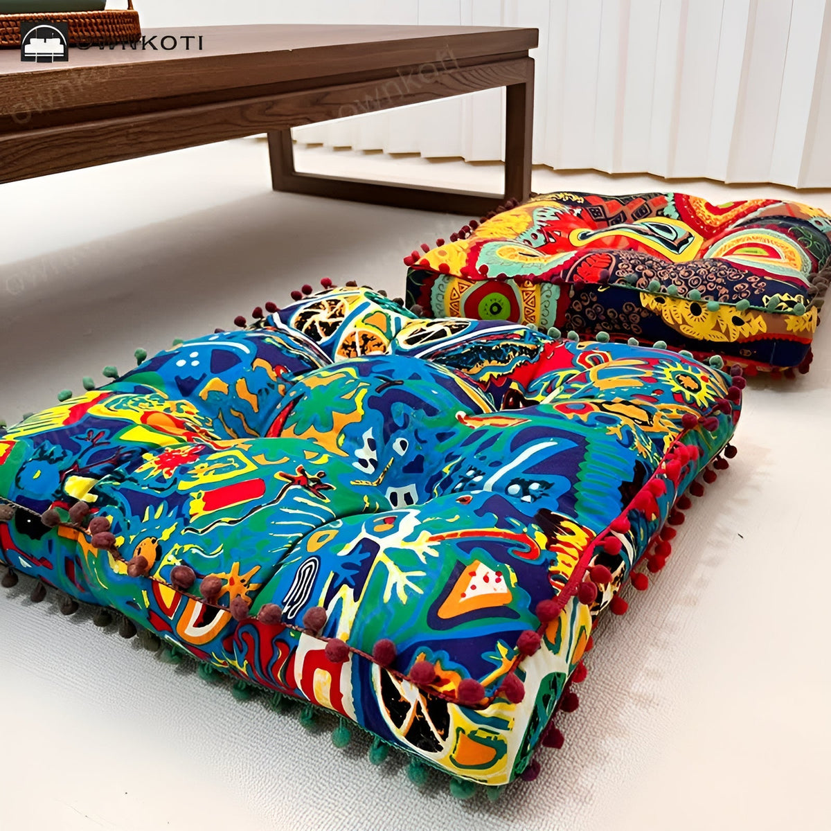 Coussin de sol carré style boho