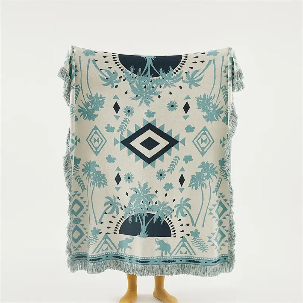 Plaid tricoté en coton géométrique boho Azura