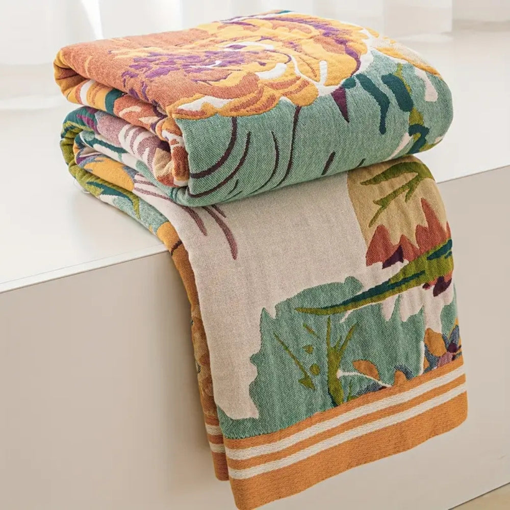 Plaid en coton fleuri Sienna