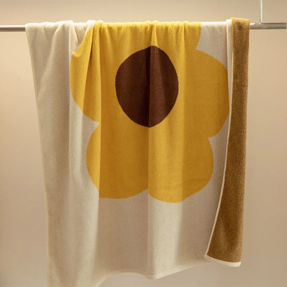 Serviette de bain en coton imprimé fleuri