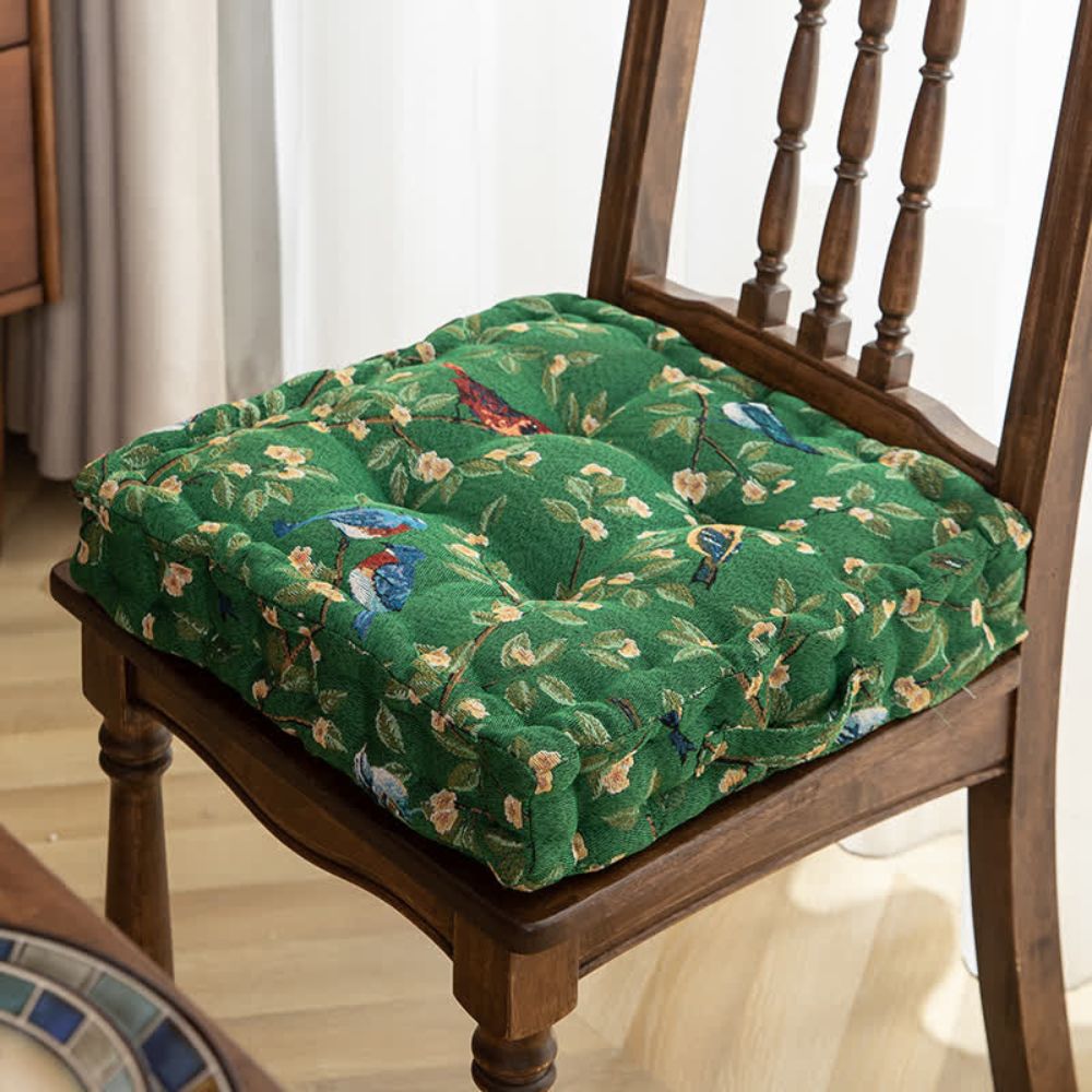 Coussin oiseaux et feuilles