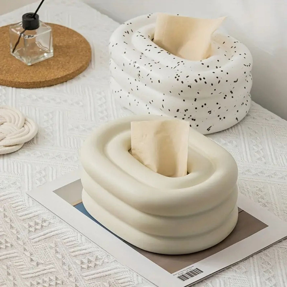 Boîte à mouchoirs en céramique brillante – Coconut Milk