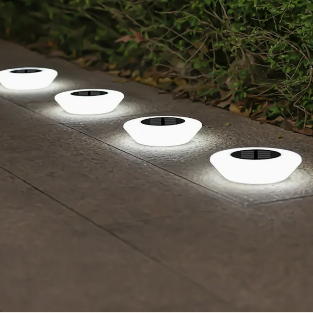 Bornes solaires LED d'extérieur | Lot de 4 – Blanc