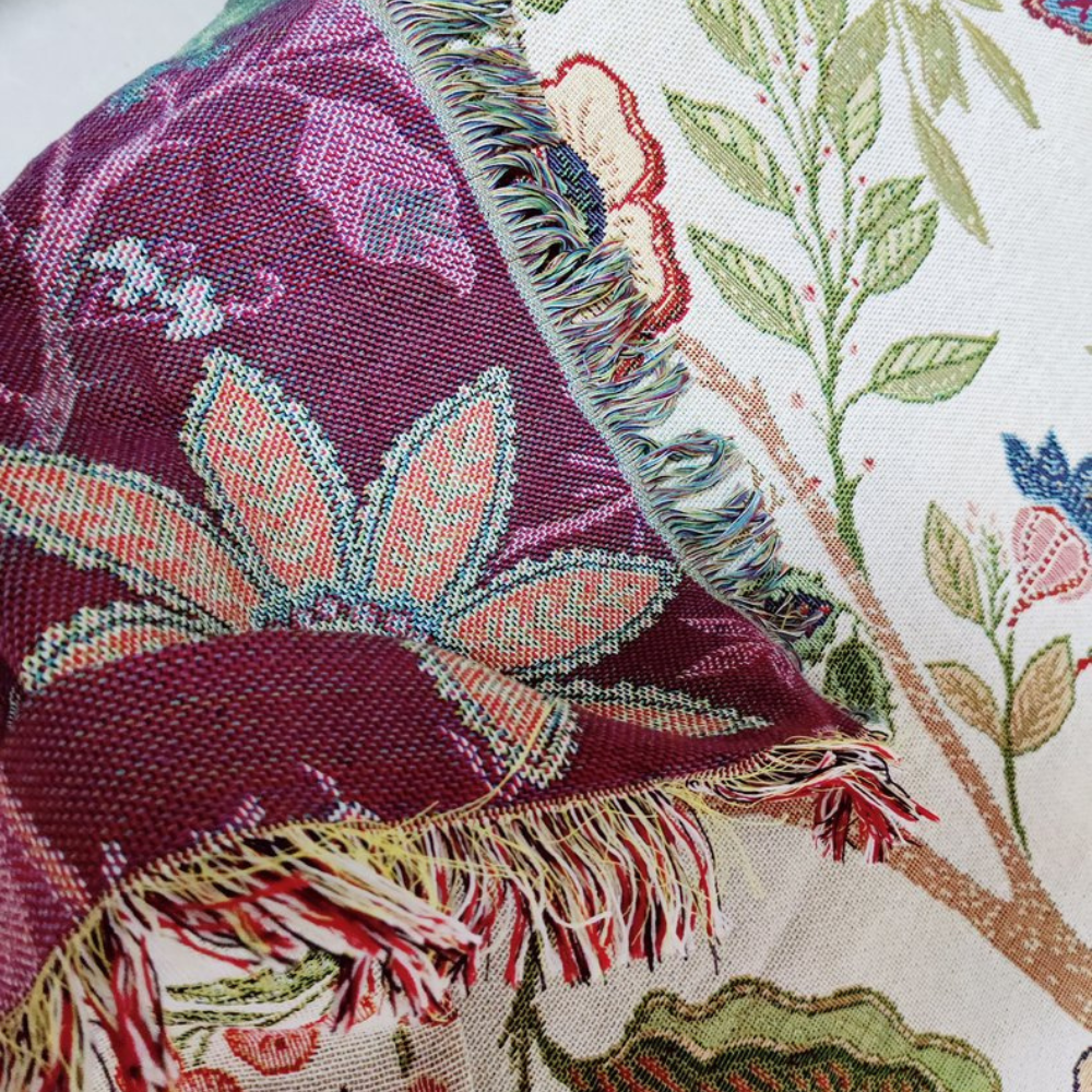 Plaid fleuri campagne chic