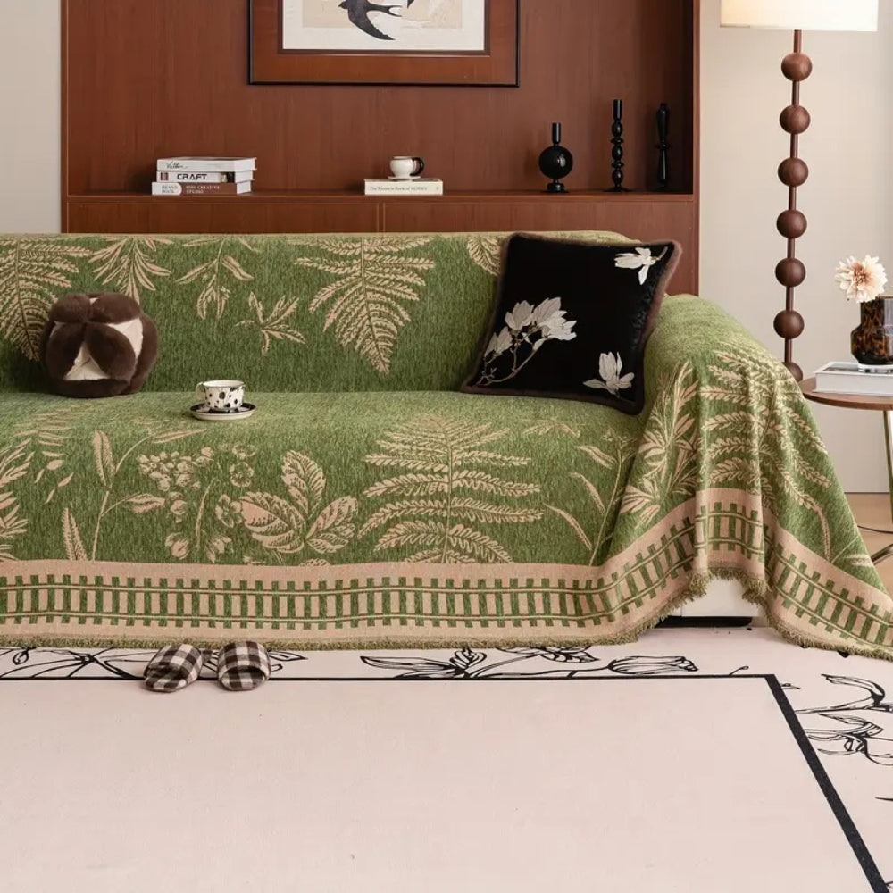 Housse de canapé en chenille feuillage fleuri – Midnight Fern