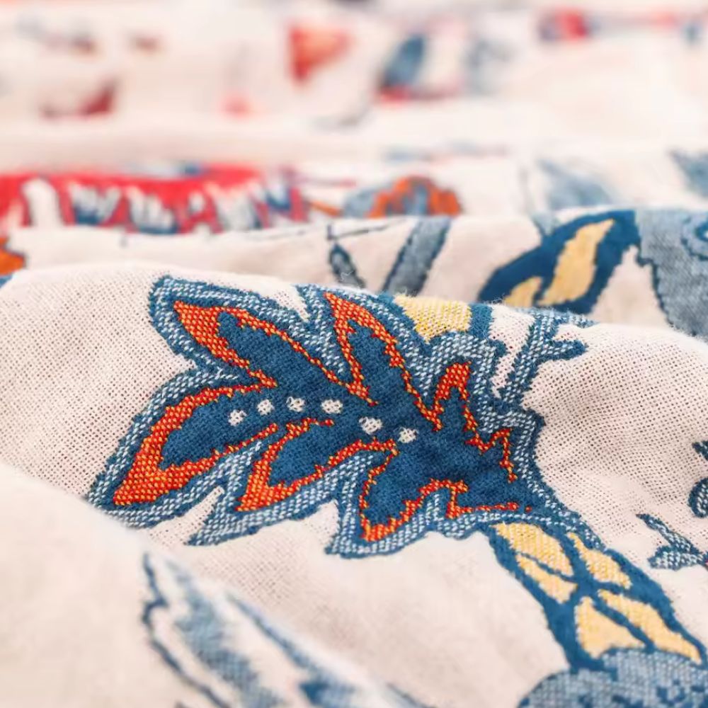 Plaid en coton Retro Botanica