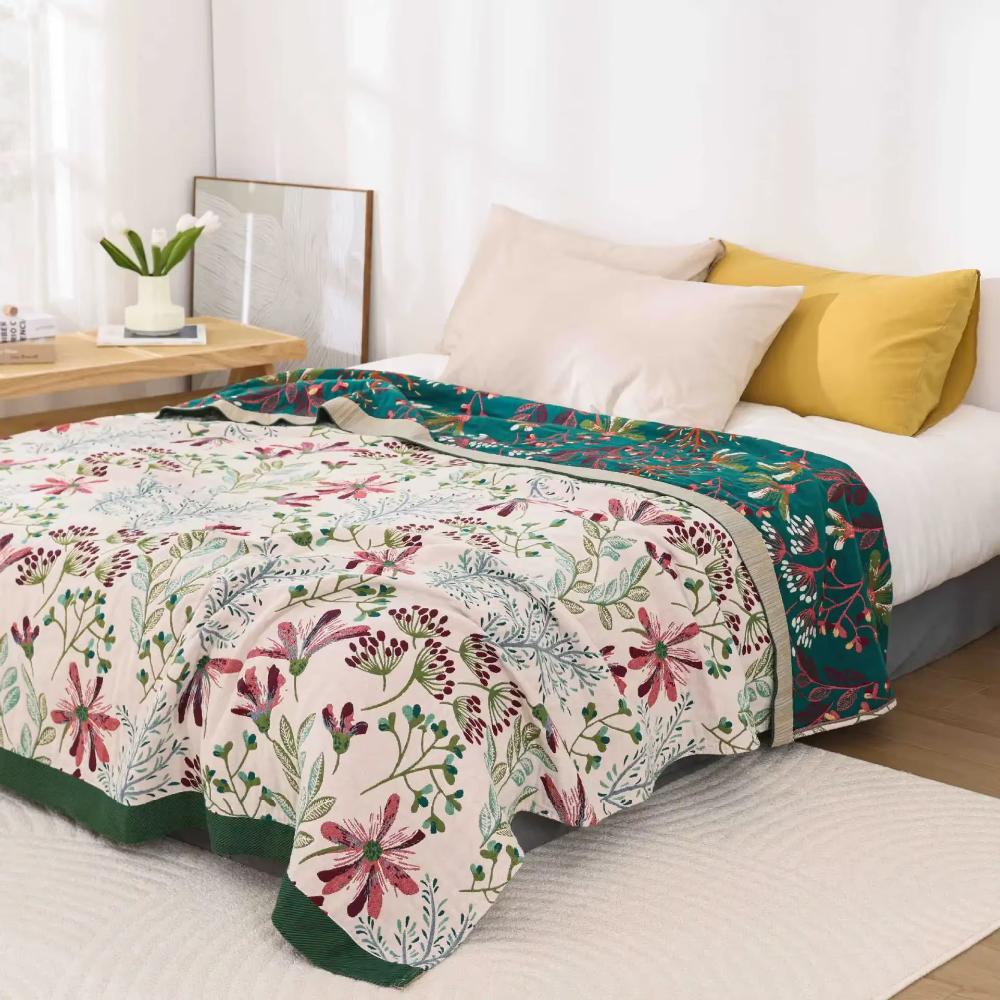 Plaid en coton Wildflower Whisper – Vert and Jaune