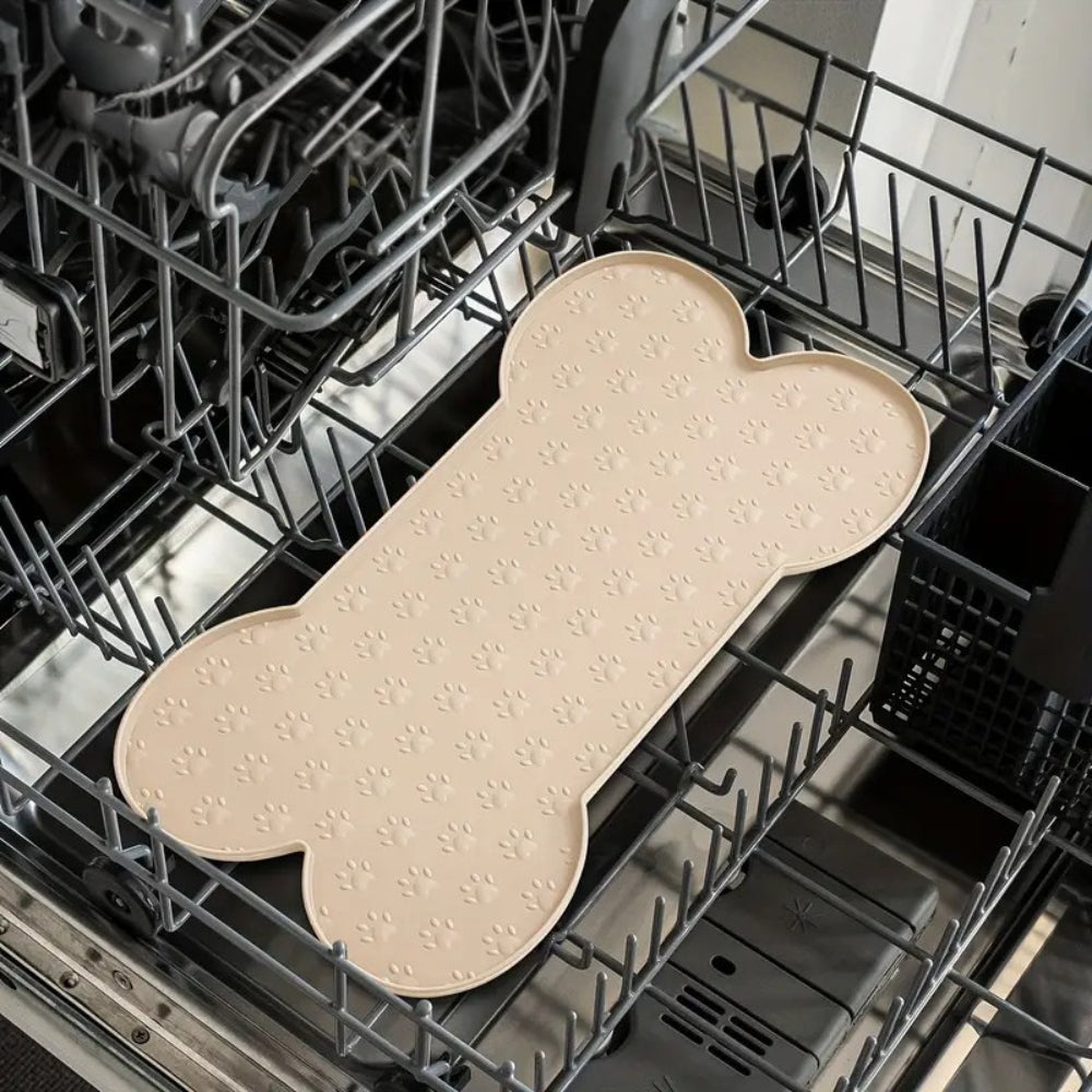 Tapis de gamelle en silicone en forme d'os