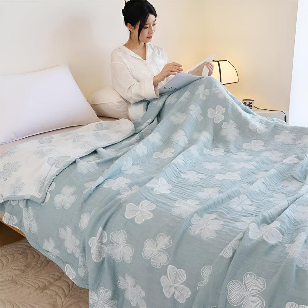 Plaid en coton trèfle à quatre feuilles