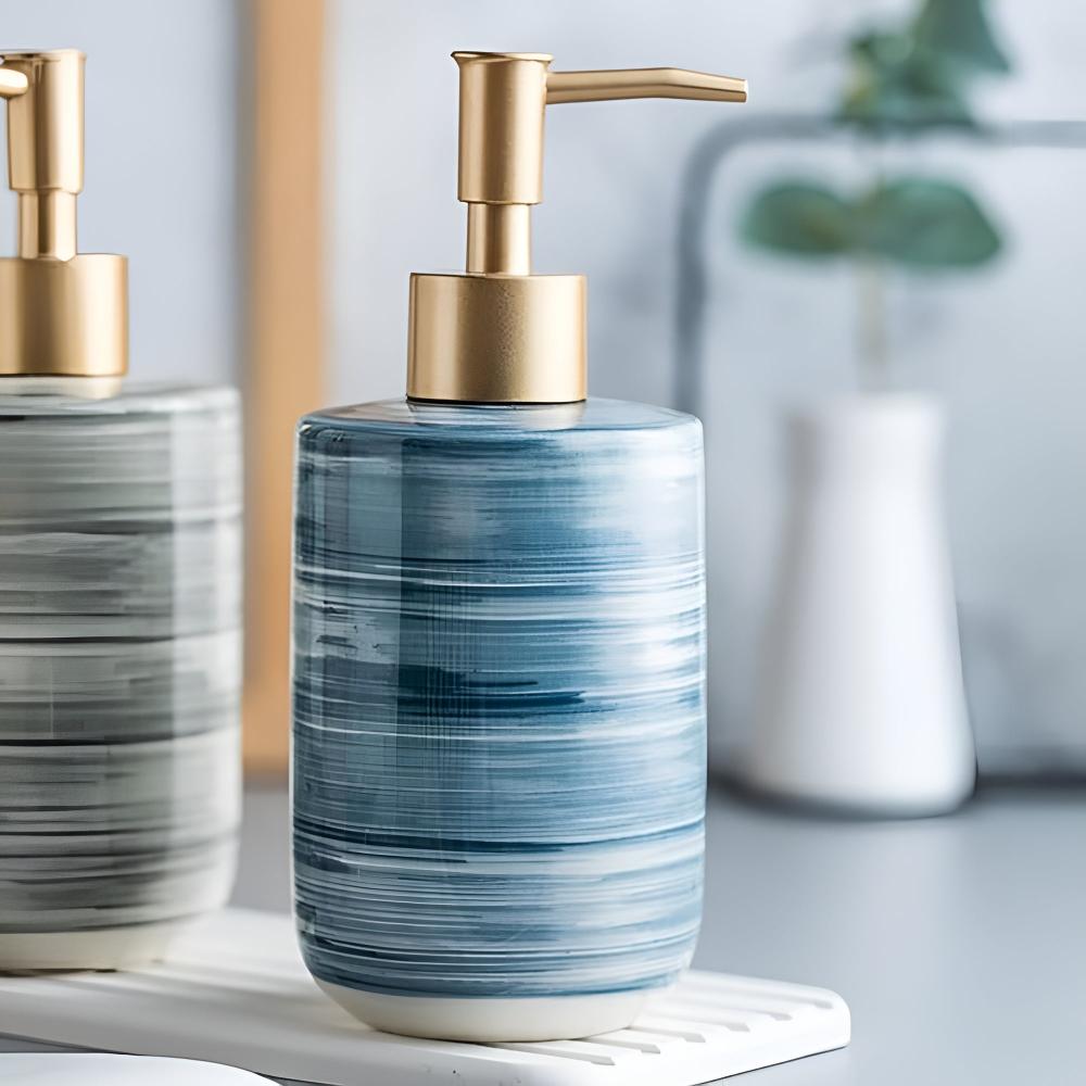 Distributeur de savon en céramique effet marbre