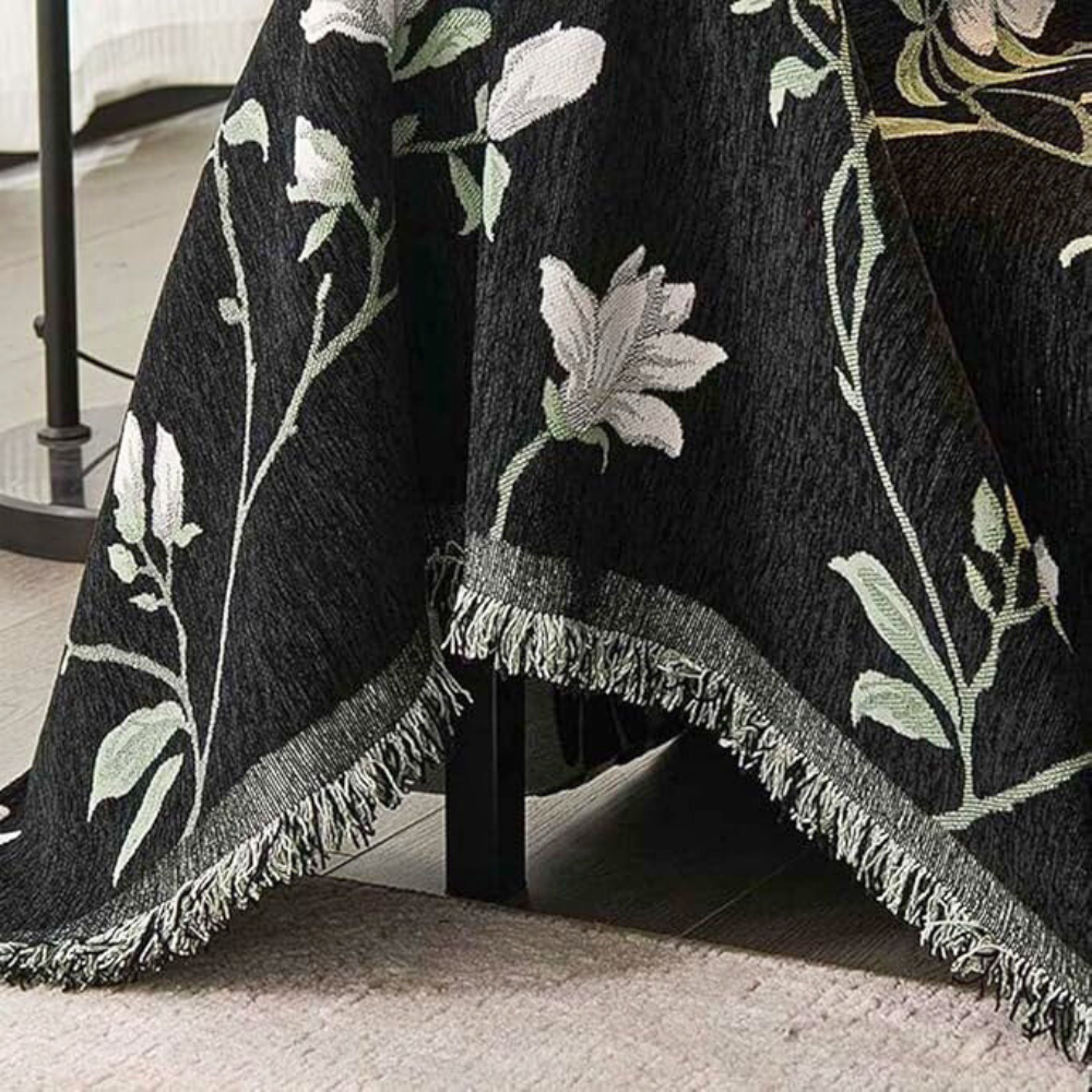 Housse de canapé en chenille fleurs vintage