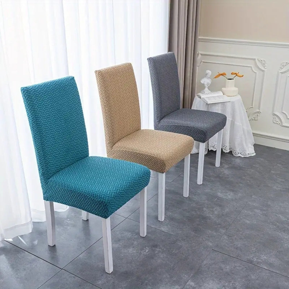 Housse de chaise extensible en velours jacquard Sylva – Tangerine Orange