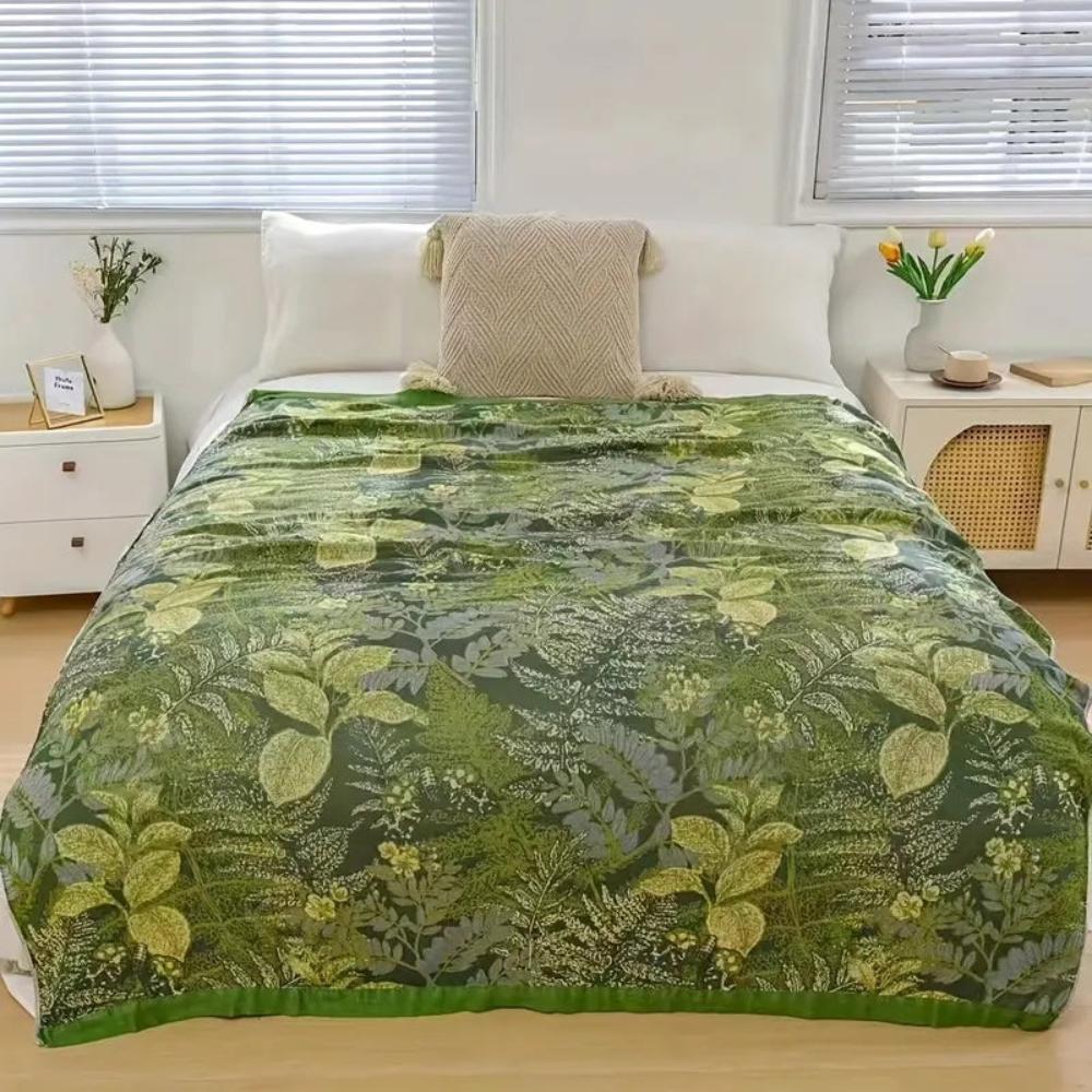 Couette rafraîchissante en fibre de bambou motif feuilles – 59"x79"