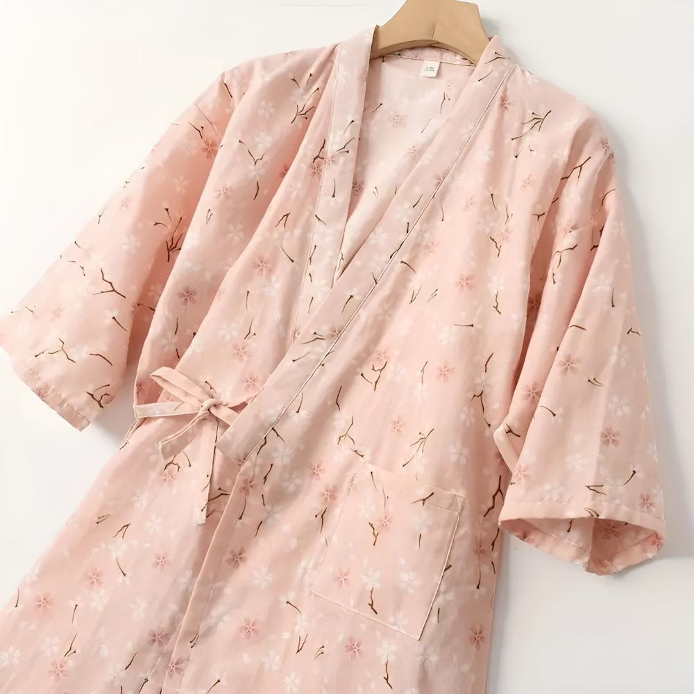 Peignoir en coton à fleurs pour femme