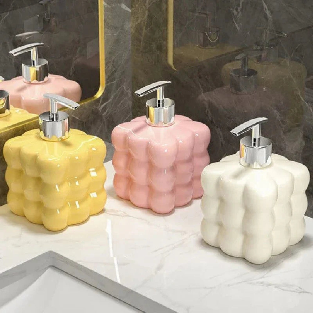 Distributeur de savon en céramique Puff Bubble – Lemon Glow