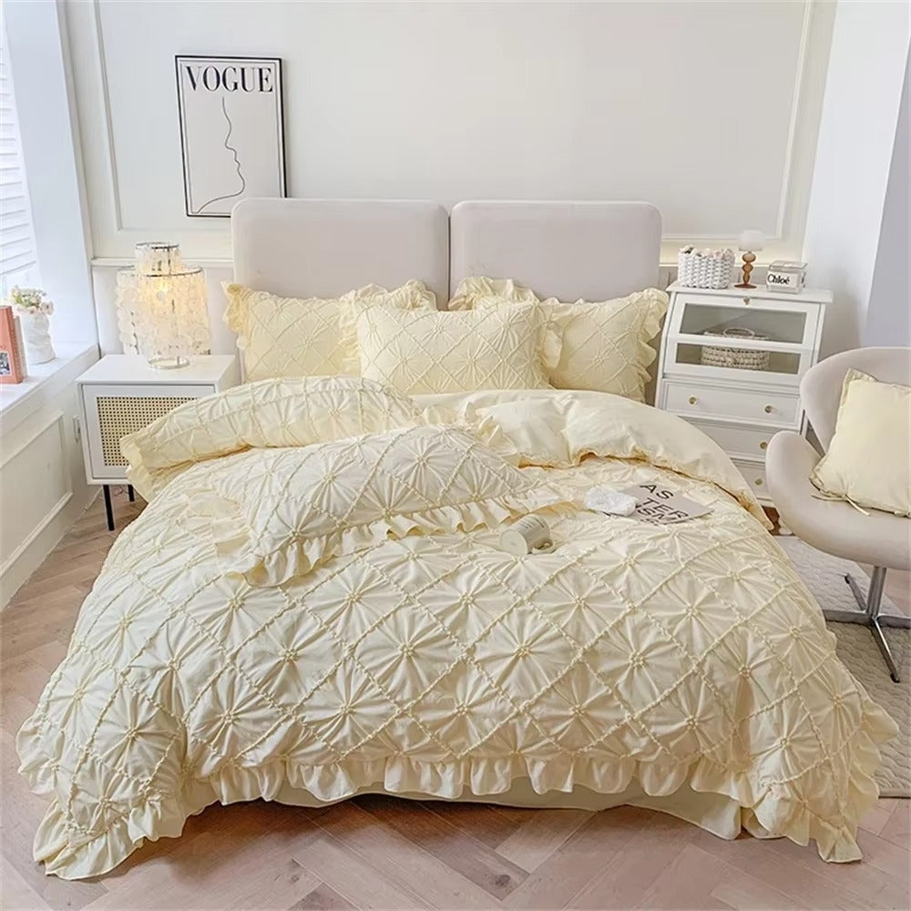 Parure de lit en coton à volants Belle | 4 pièces