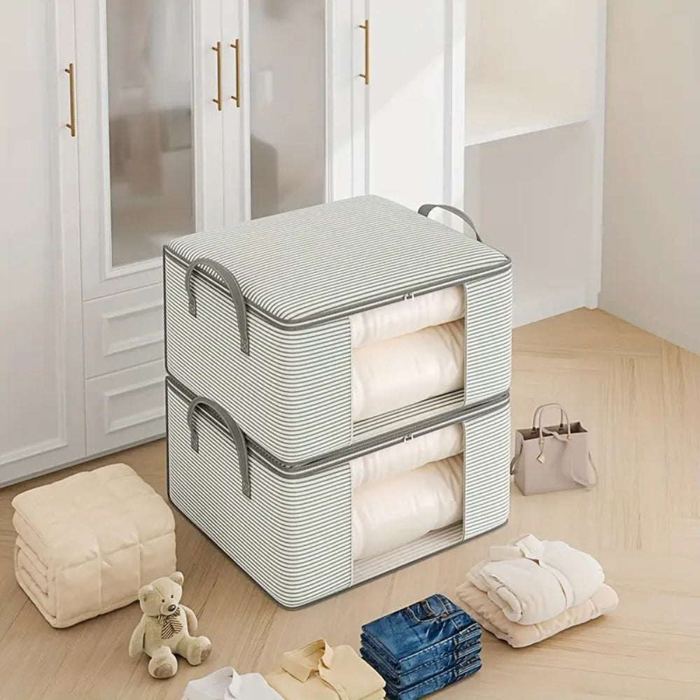 Housse de rangement pliable à rayures classiques