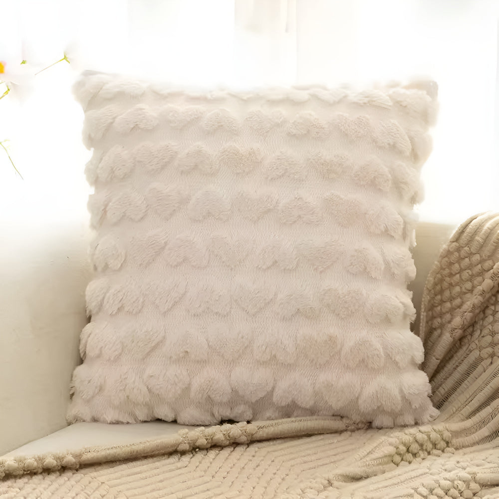 Housse de coussin cœur moelleuse