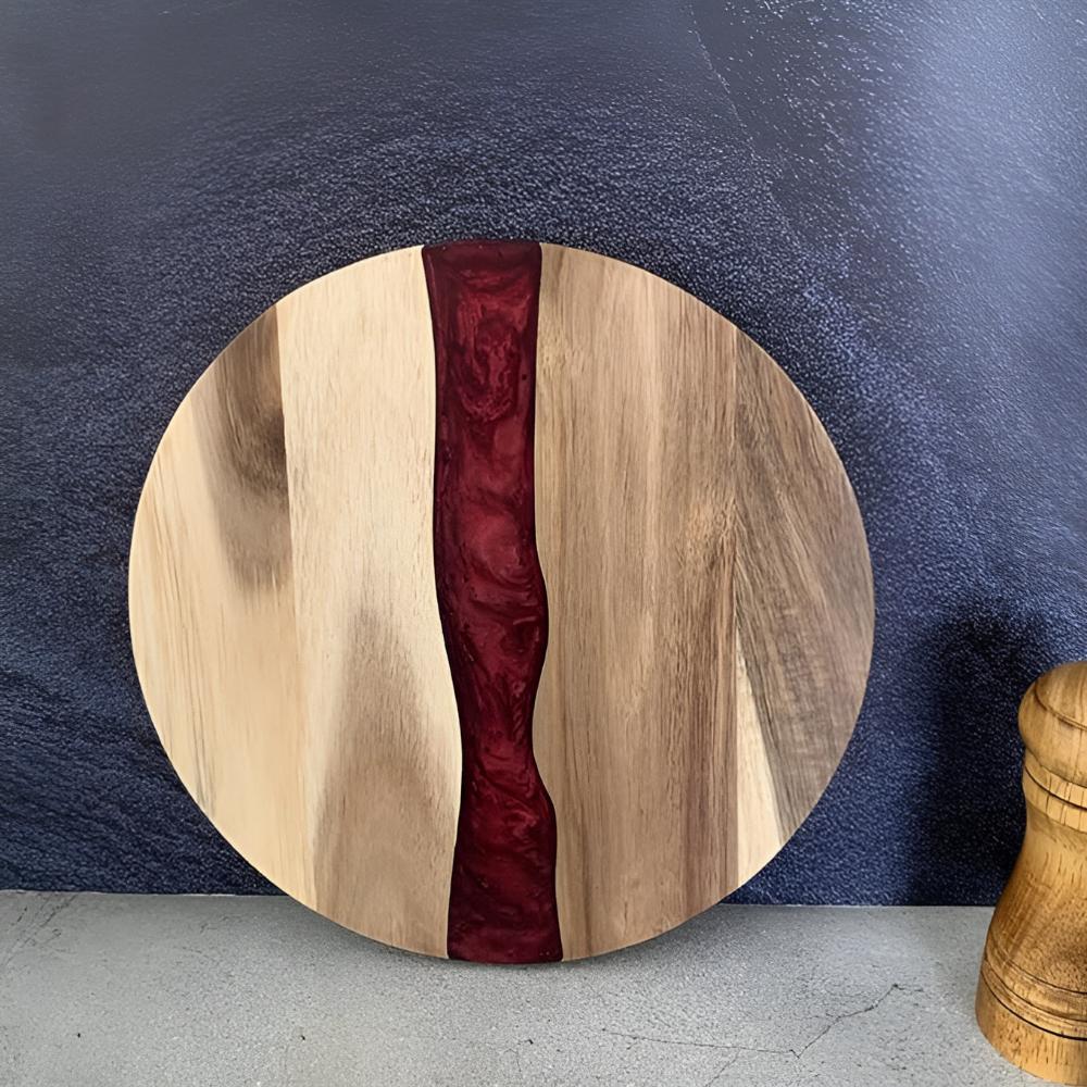 Planche à découper ronde en bois et résine