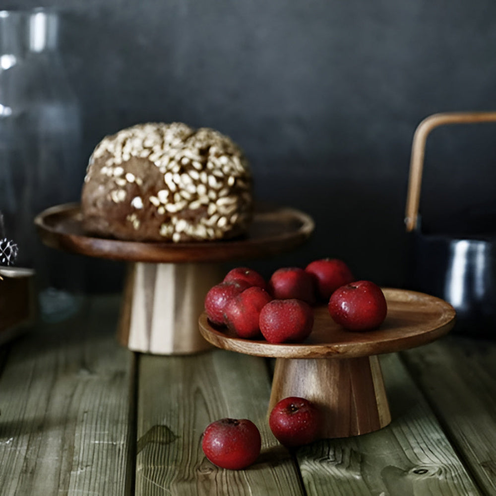 Présentoir à gâteau sur pied en bois