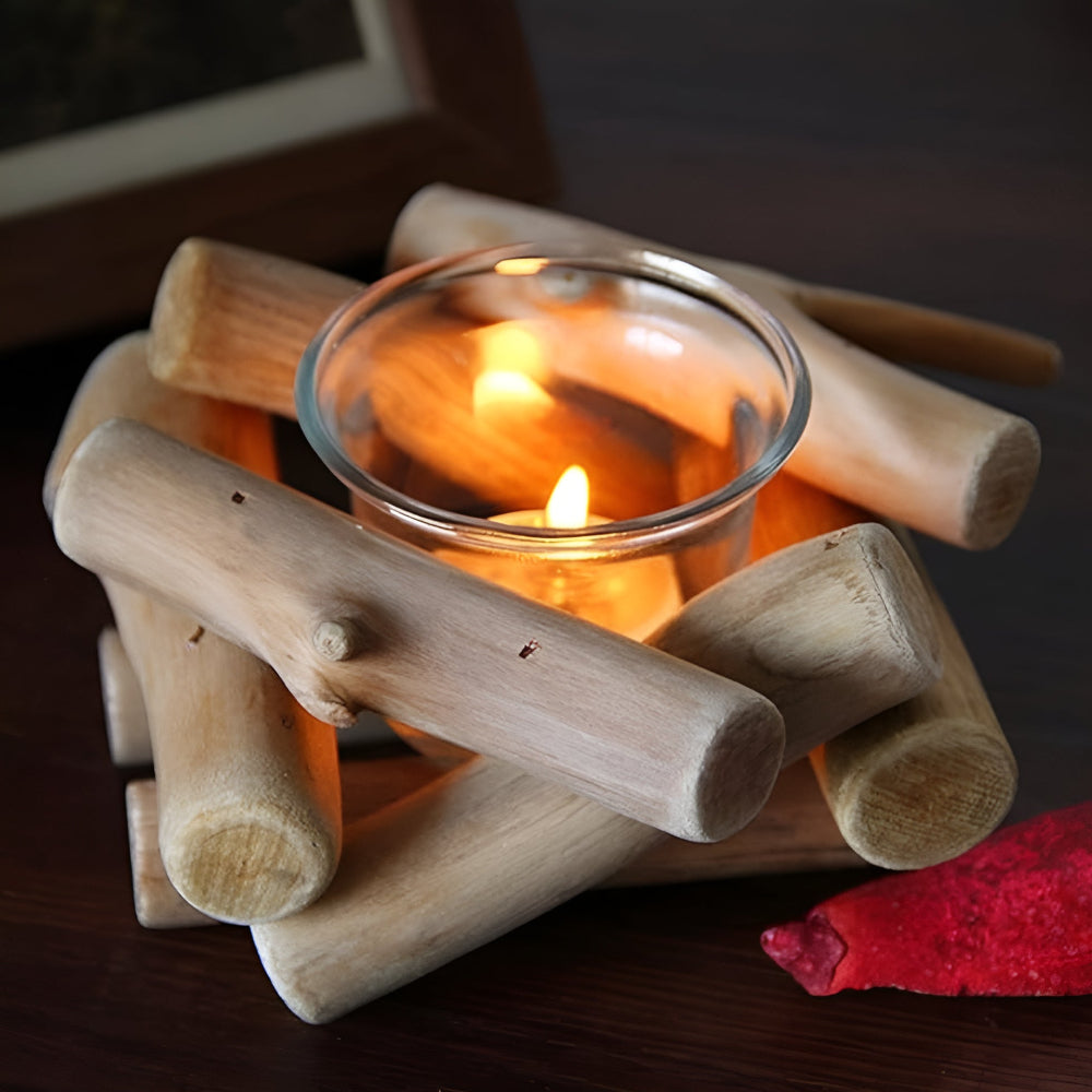 Bougeoir Driftwood Haven en bois flotté