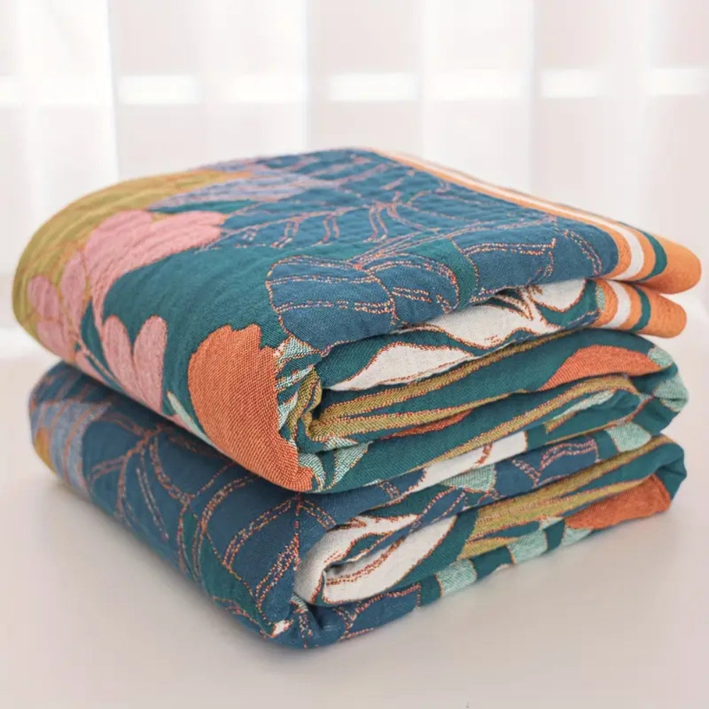 Plaid en gaze de coton inspiration jardin