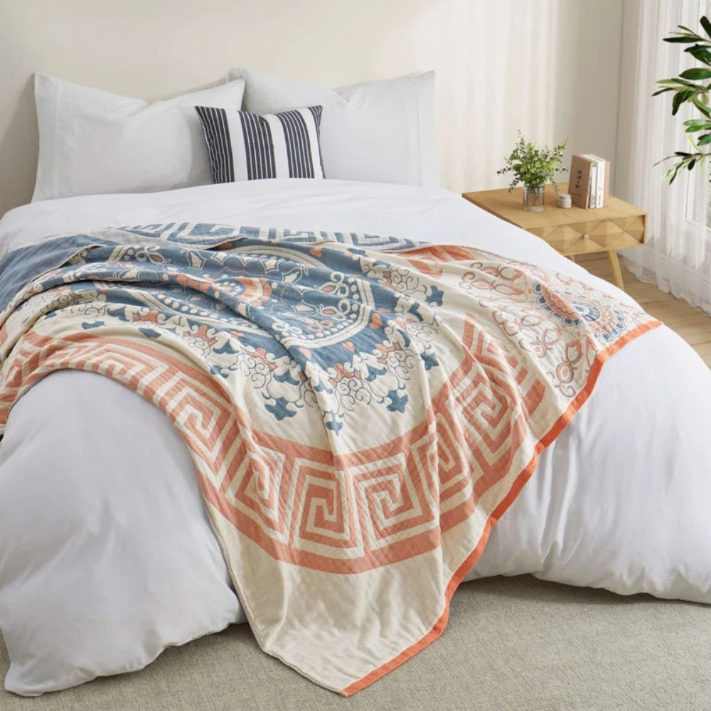 Plaid en coton mandala Santorin