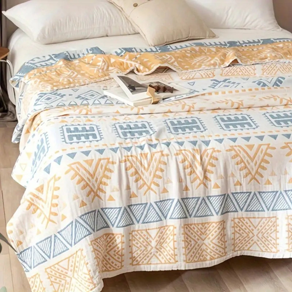 Plaid en pur coton motif aztèque