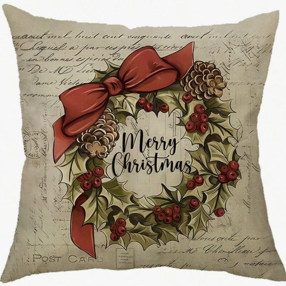 Housse de coussin Père Noël campagne