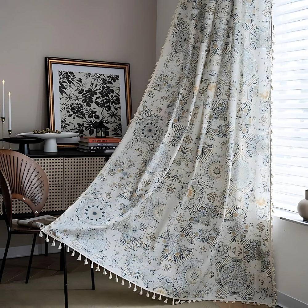 Rideau à pompons Botanical Bliss – 59"Wx63"L