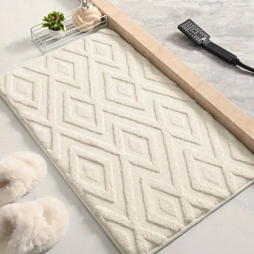 Tapis de bain jacquard à losanges