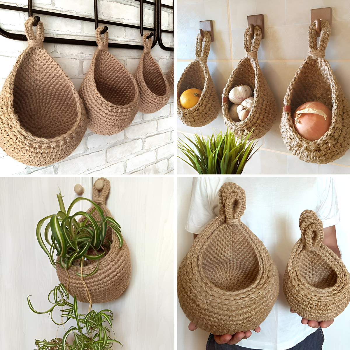Panier suspendu boho fait main – XS