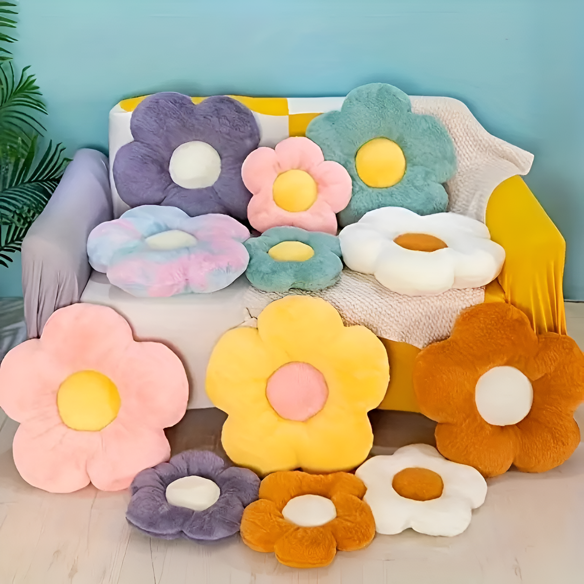 Galette de chaise moelleuse en forme de fleur