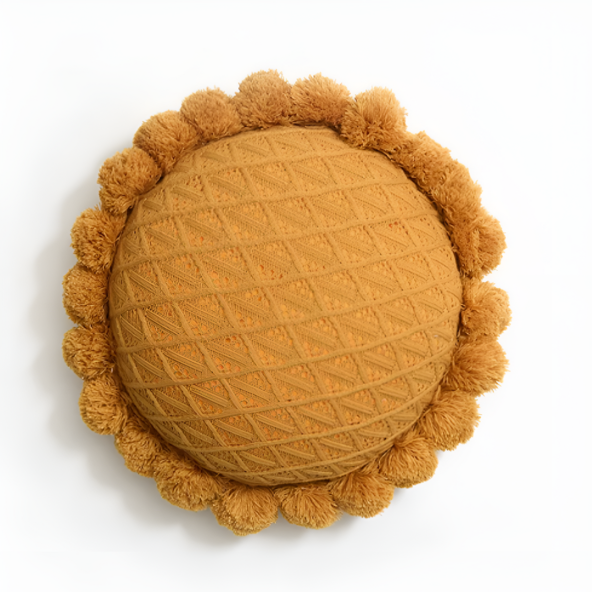 Coussin tournesol à pompons