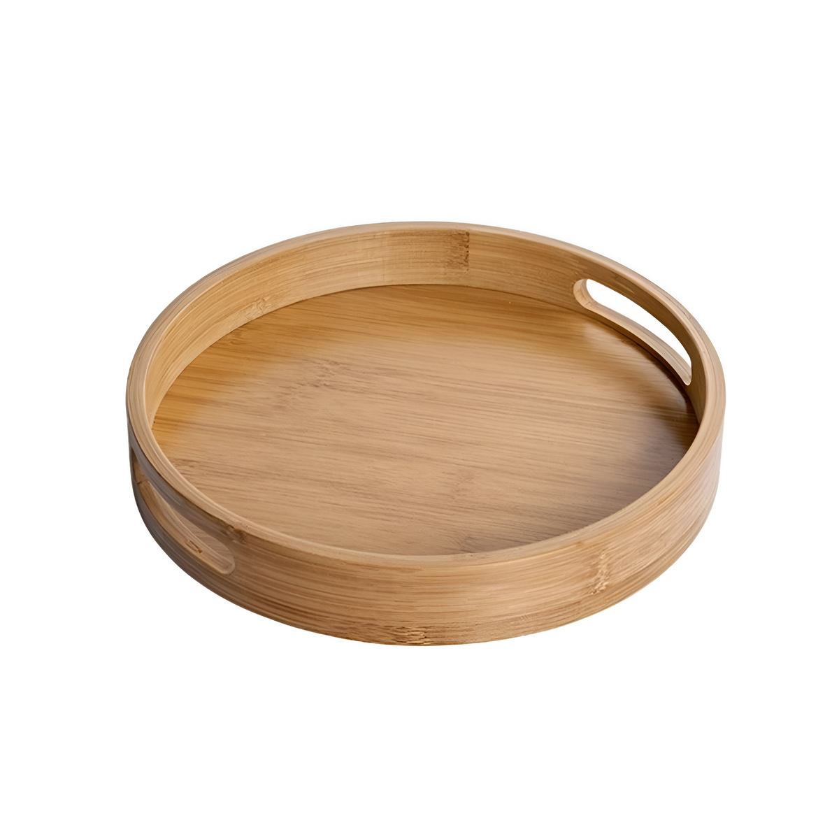 Plateau de service rond en bambou