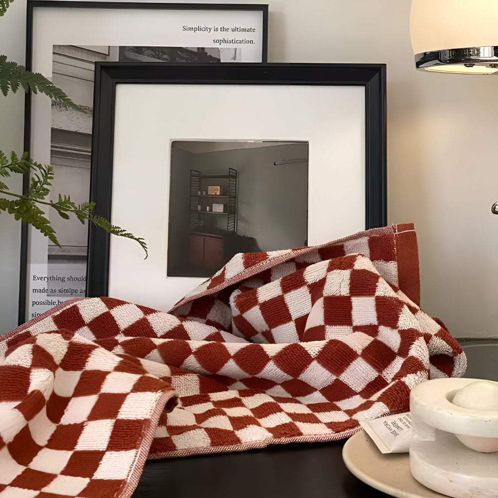 Serviette en coton damier rétro