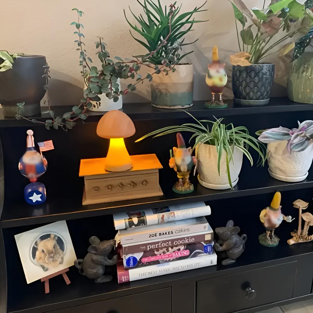 Lampe champignon en bois