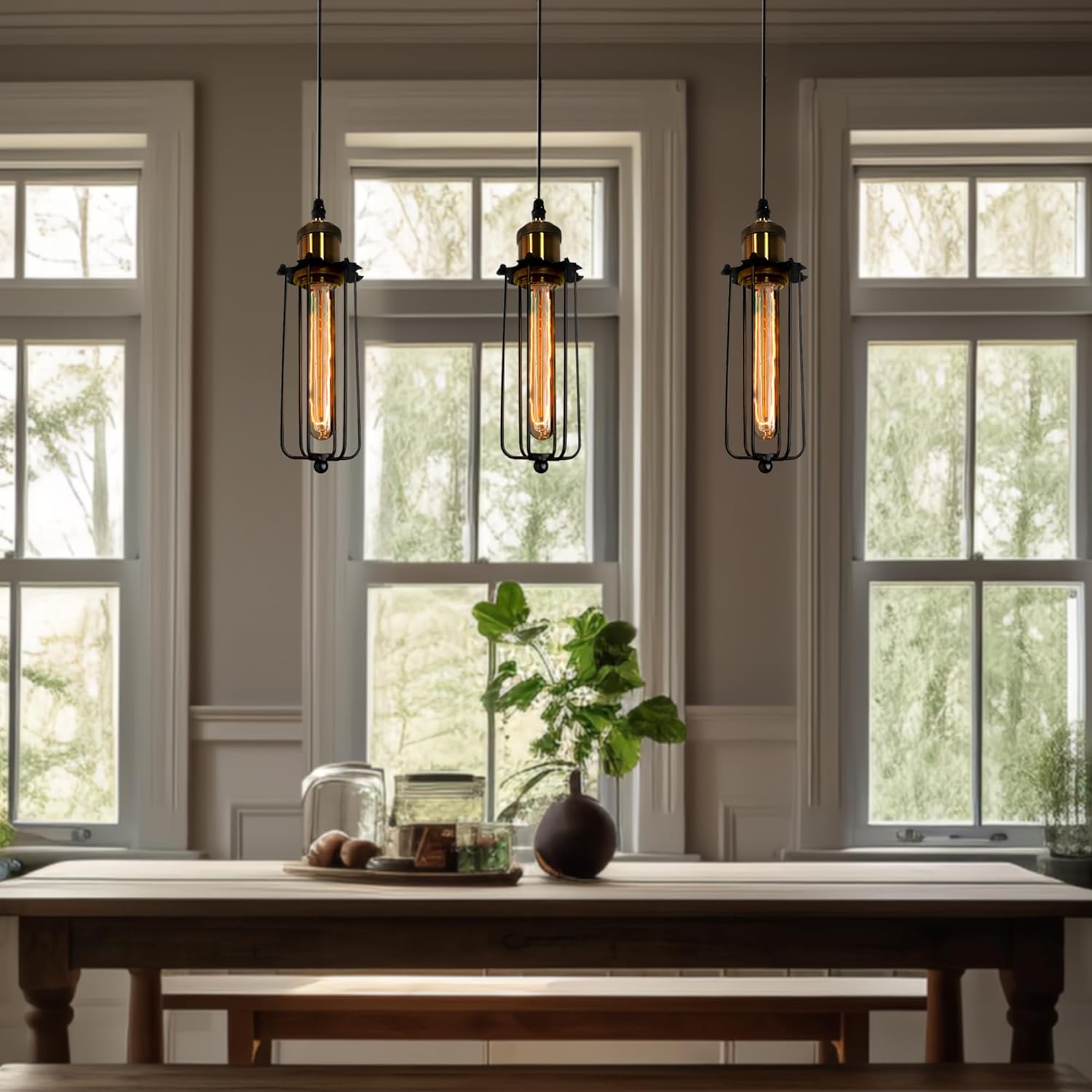 Suspension industrielle retro a grille metallique