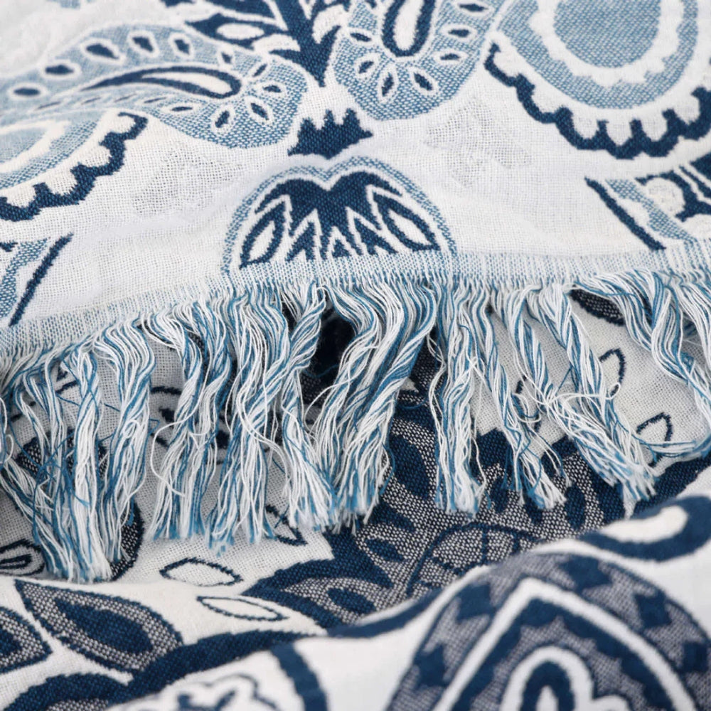 Plaid en coton à pompons Paisley Dream